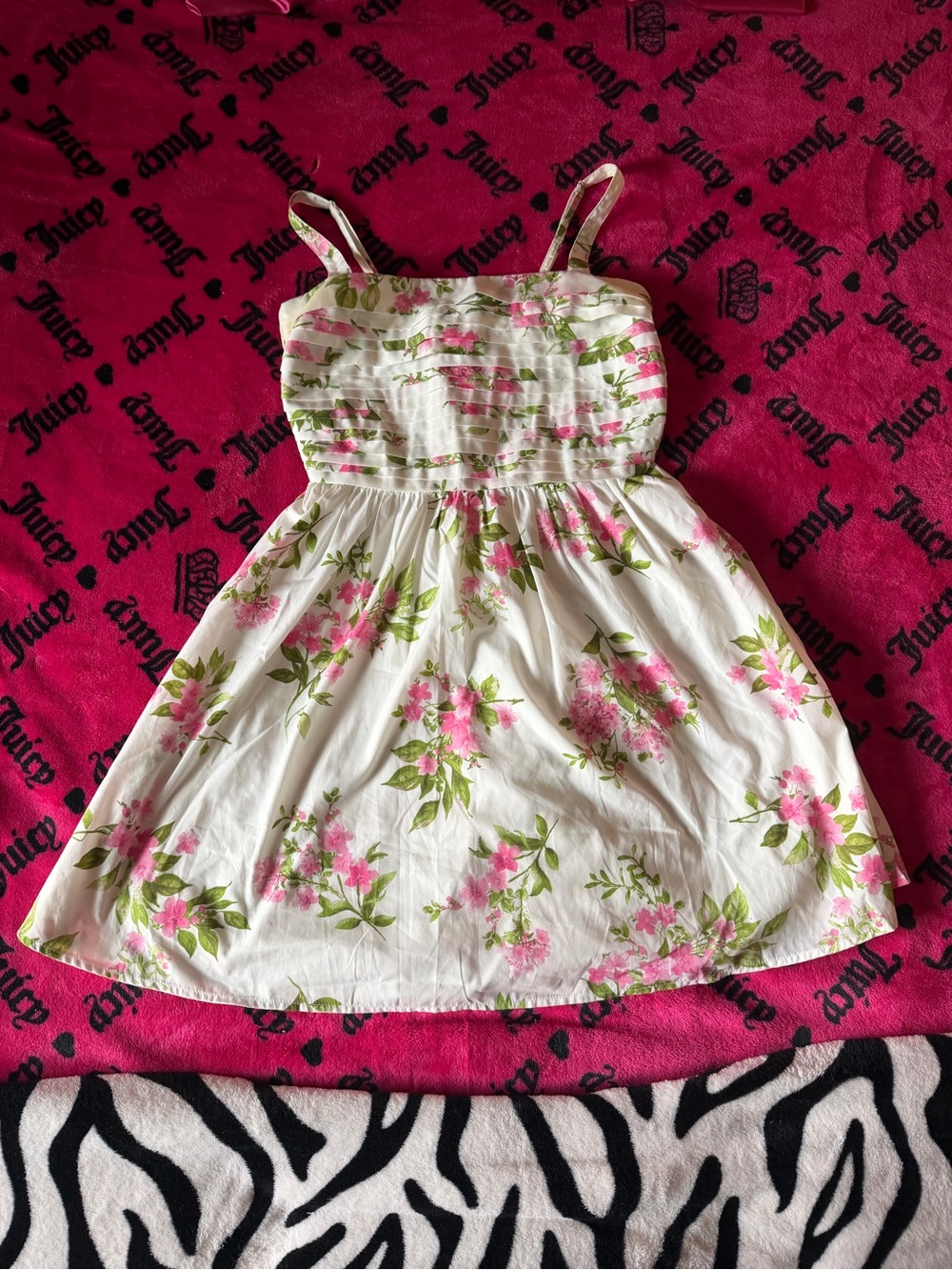 Blu Pepper White Mini Dress with Pink Floral Print
